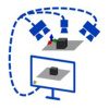Pictograma de una representación 3D virtual como símbolo para la renderización de escenas.