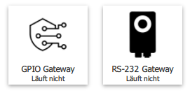 Dos botones de puerta de enlace, ninguno de los cuales está en funcionamiento: GPIO, RS-232