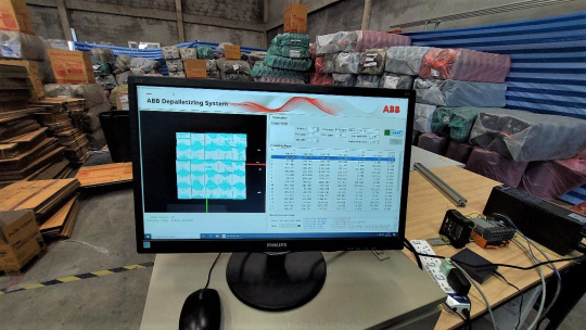 El software Vision 3D determina las posiciones de las cajas en el palet con una precisión milimétrica gracias a la nube de puntos