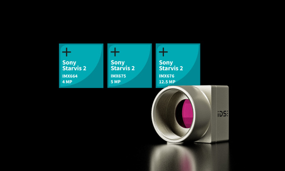 uEye CP con los sellos Sony Starvis IMX664 de 4 MP, Sony Starvis IMX675 de 5 MP y Sony Starvis IMX676 de 12,5 MP.