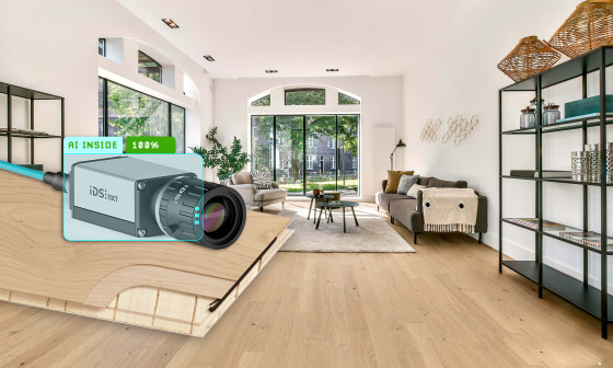 Habitación con parquet y cámara IDS NXT sobre parquet multicapa