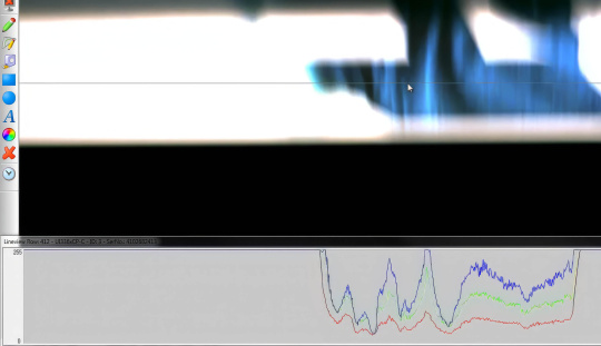 Imagen de IDS Software Suite, que muestra un histograma en la parte inferior