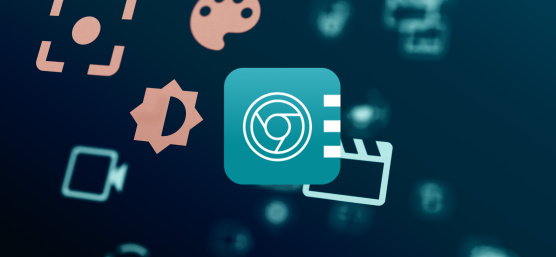 Varios iconos del software IDS peak sobre fondo azul. Icono de la aplicación en primer plano.