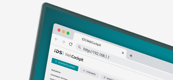 Sección de una pantalla con la interfaz de firmware IDS WebCockpit.