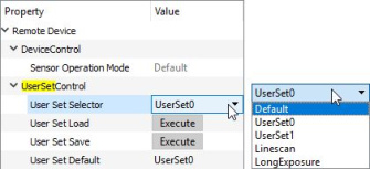 Nodo GenICam de "User Set Control".