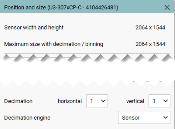 Diálogo "Position and size"