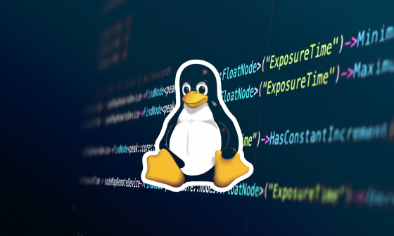 Logotipo de Linux y código de programación