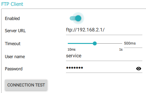 Captura de pantalla del cliente FTP en el IDS NXT Cockpit.