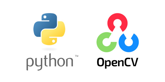 Logotipos de Python y OpenCV uno junto al otro