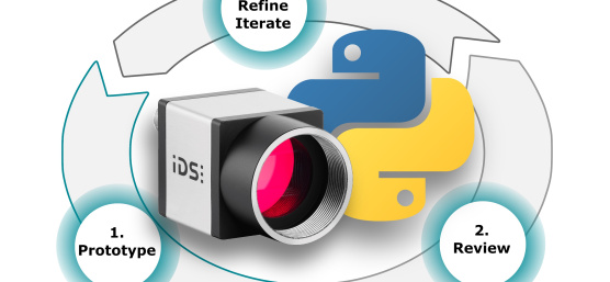 IDS uEye junto al logotipo de Python en un ciclo