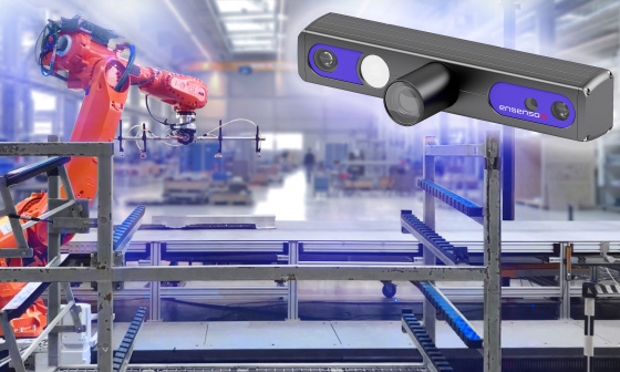 El sistema de medición 3D con cámaras Ensenso C inspecciona contenedores y su carga y descarga automática mediante robot