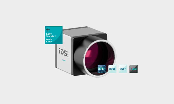 Cámara de vigilancia IDS ueye SCP con iconos para Sony Starvis 2, RTSP, MJEG, H264, REC
