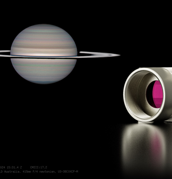 Cámara industrial uEye XCP con imagen telescópica de Saturno