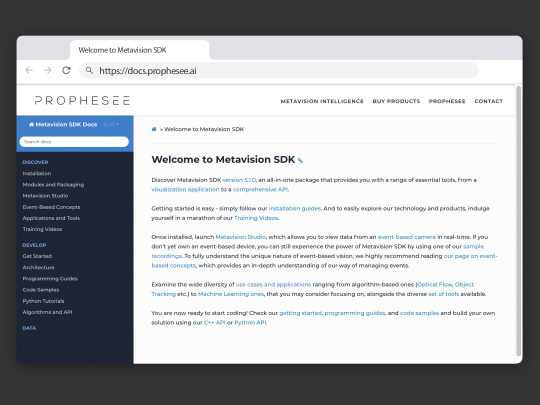 Captura de pantalla del SDK de Metavision
