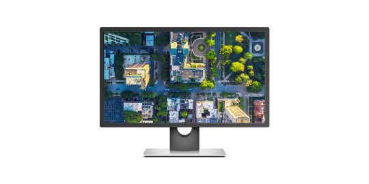 Monitor que muestra una vista aérea de una ciudad