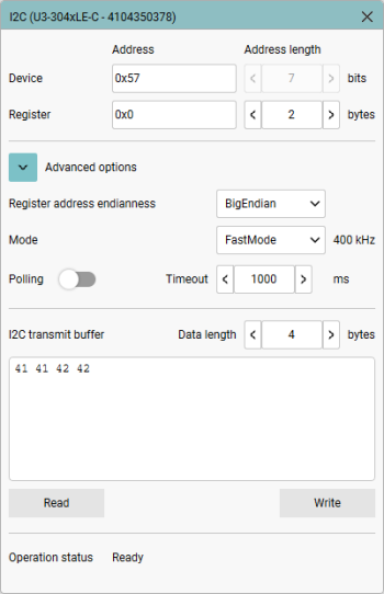Diálogo «I2C»