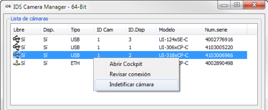 Captura de pantalla de la funcionalidad flash ampliada para el uEye LE USB 3.1 Gen 1