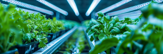 Las cámaras industriales vigilan y controlan con precisión el cultivo vertical.