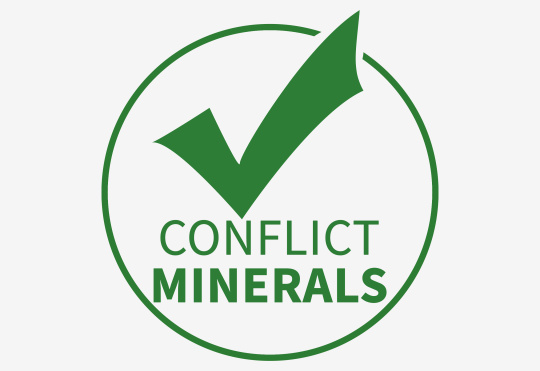 Logo Conflict Minerals (marca verde en un círculo)