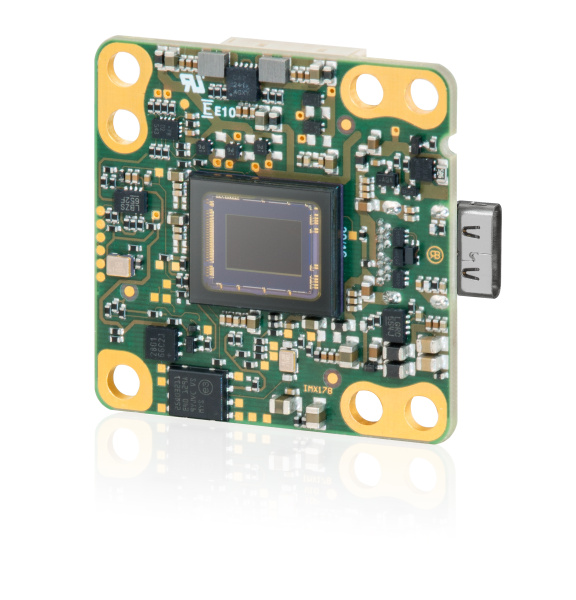Cámara industrial compacta a nivel de placa de IDS con sensor de imagen expuesto y conexión USB-C