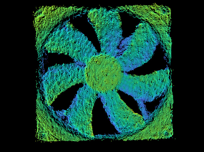 Nube de puntos 3D a todo color de una hélice
