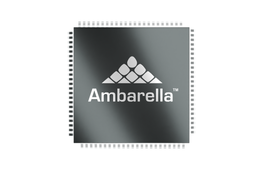 Ambarella SoC (System-on-Chip) con etiquetado y logotipo