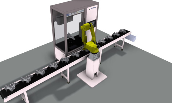 Comprobación eficaz de piezas en línea para la fabricación industrial