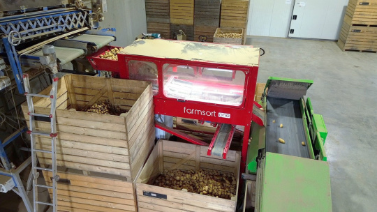 La instalación de Farmsort.one clasifica patatas en una línea de clasificación ya existente.