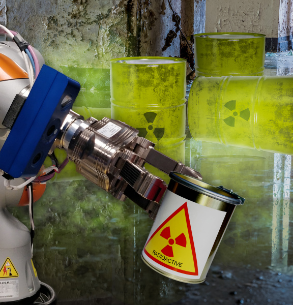 Sistema asistido por robot con cámara 3D Ensenso 3D para la manipulación segura de residuos nucleares