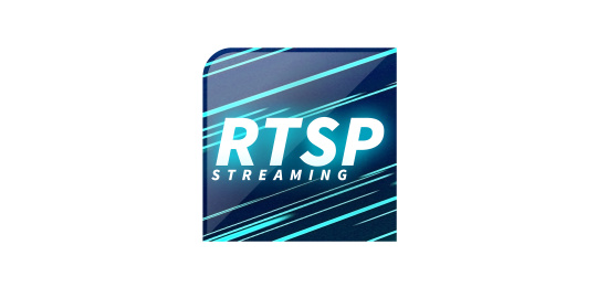 Icono azul con el texto blanco «RTSP Streaming»