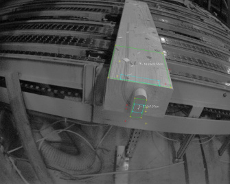 ...determinada (turquesa) calculadas por el software a partir de los datos en bruto 3D.