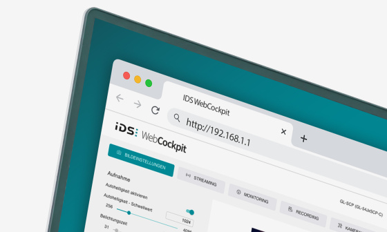 Sección de una pantalla con la interfaz de firmware IDS WebCockpit.