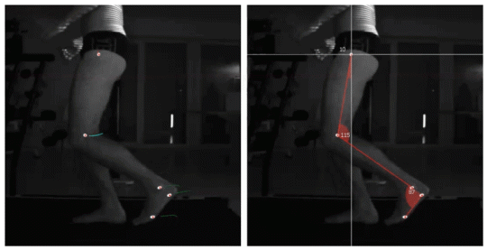 GIF de una persona cuyo movimiento de piernas se está midiendo y analizando.