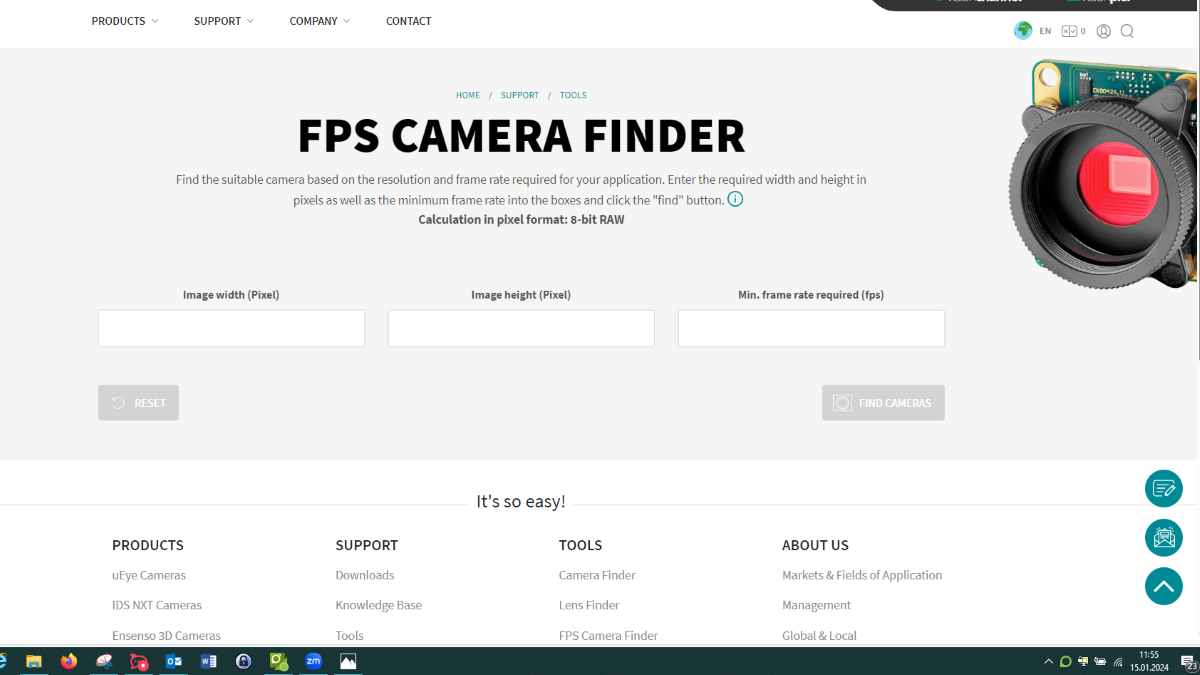 Buscador de cámaras FPS | Herramienta para elegir la cámara más ...