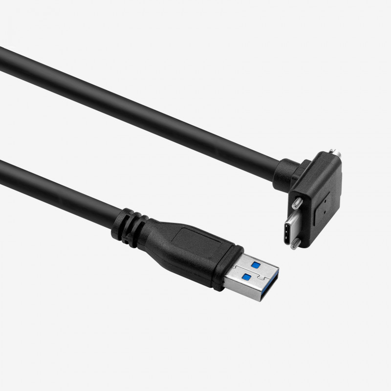 USB 3, cable estándar, en ángulo verticalmente, atornillable, 5 m