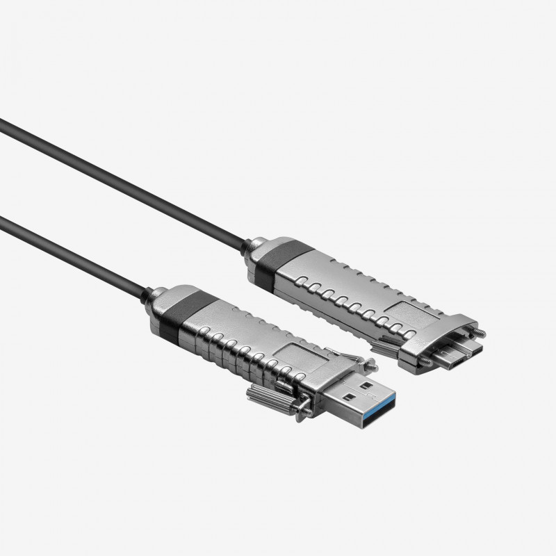 USB 3, AOC, cable activo, recto, micro B, atornillable, cadena porta, 30 m