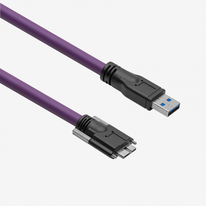 USB 3 cable HiFlex, recto, atornillable, 4 m