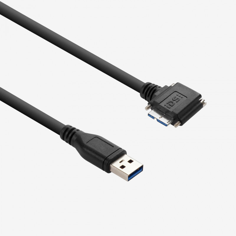 USB 3, cable estándar, en ángulo hacia la derecha, atornillable, 5 m