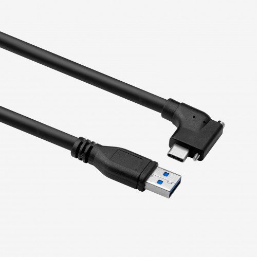 USB 3, cable estándar, en ángulo horizontal, atornillable, 5 m