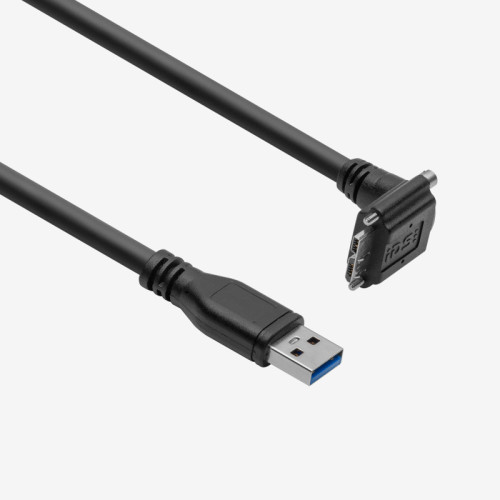 USB 3, cable estándar, en ángulo hacia abajo, atornillable, 0,3 m