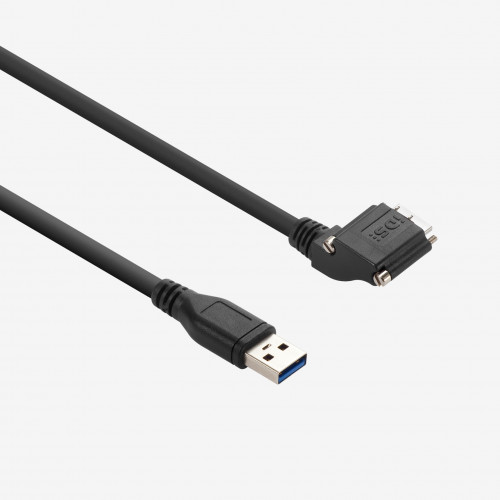 USB 3, cable estándar, en ángulo hacia la izquierda, atornillable, 3 m